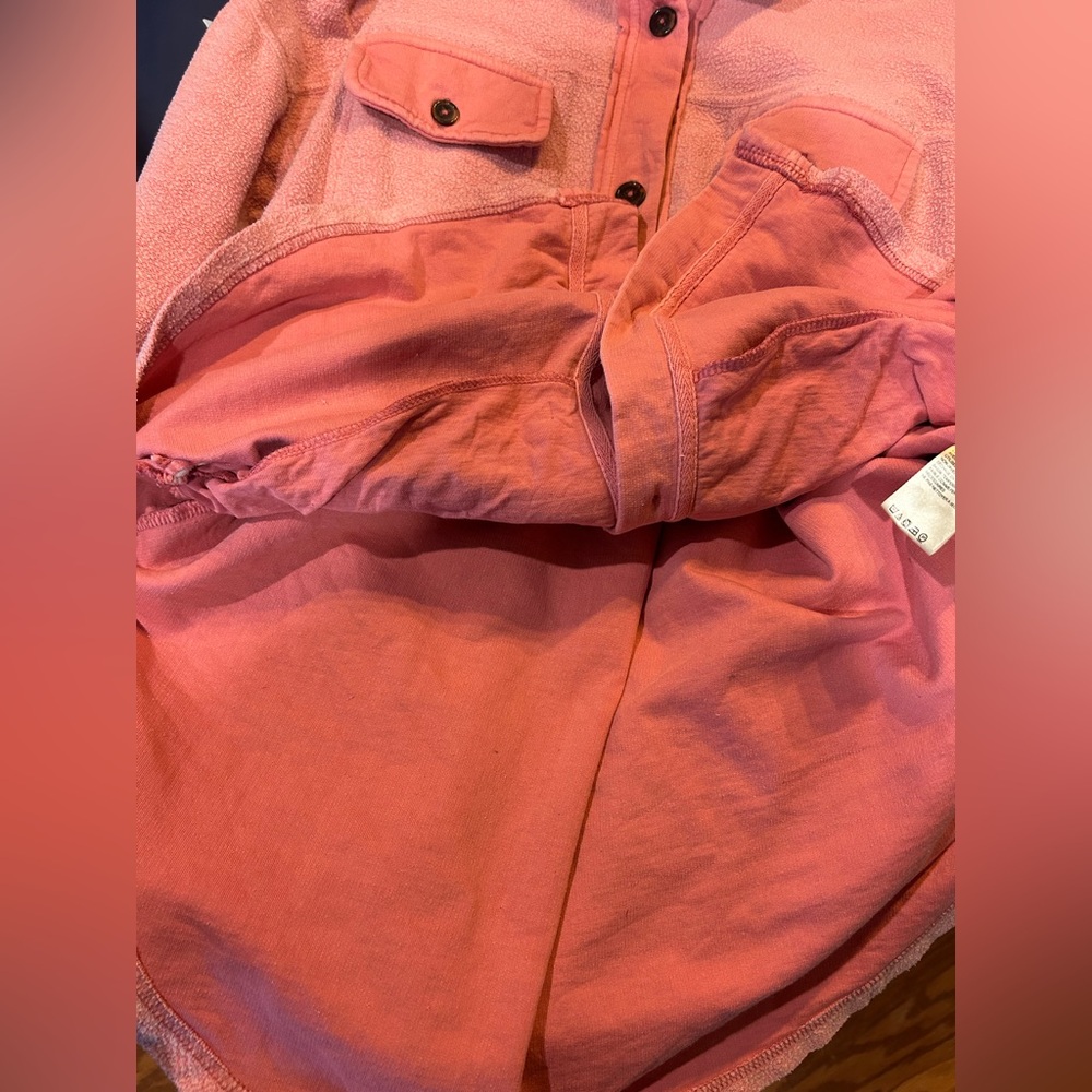 Free People Ruby shacket shirt Jacket sweetheart duty rose pink size small - Picture 7 of 7